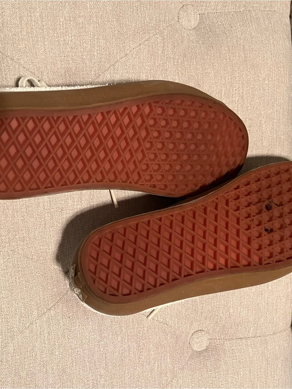 Vans Cream Suede Sneakers with Green Side Stripe and Gum Sole